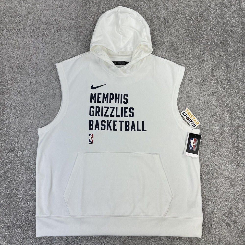 Memphis Grizzlies Hoodie Mens XL White NBA Basketball Nike Dri Fit Sleeveless